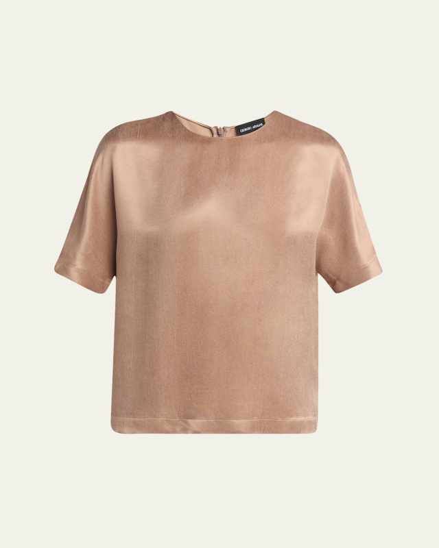 Short Sleeve Viscose-Blend Top